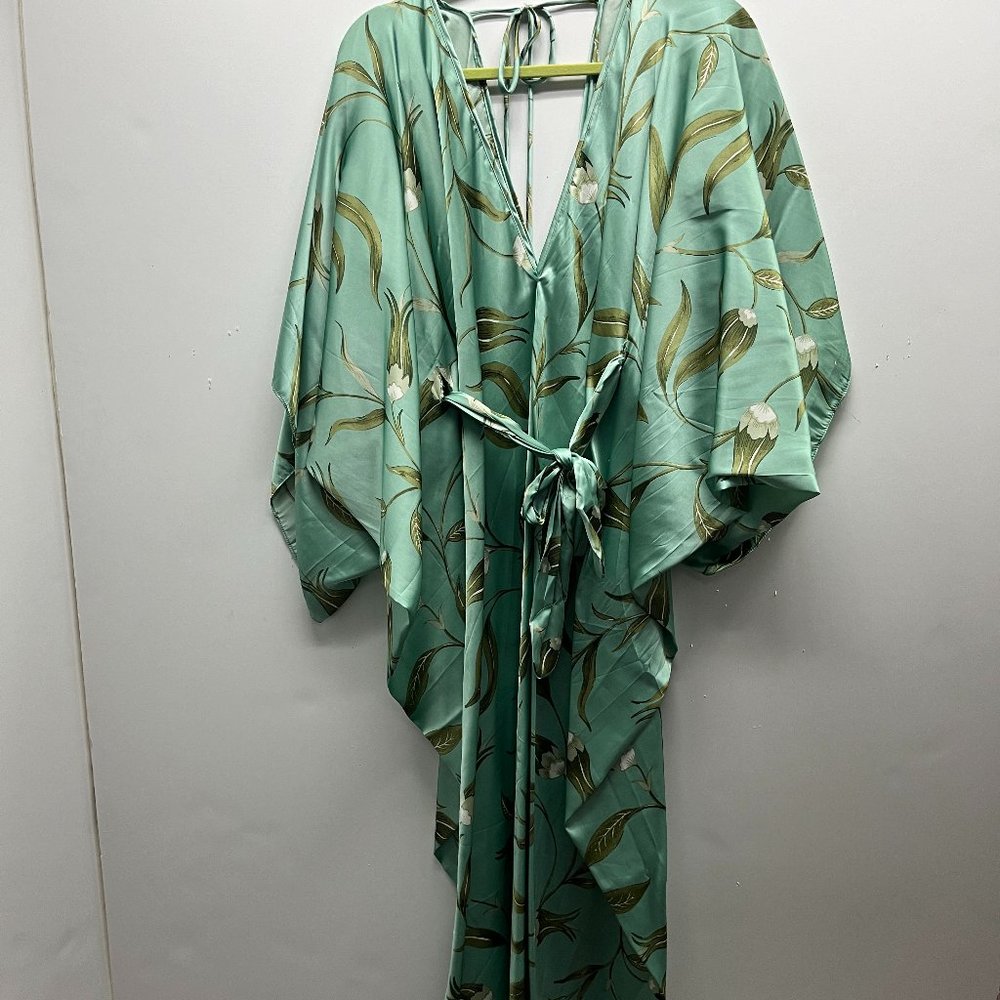 NWT Anthropologie Satin Tie Front Maxi Kaftan - Picture 4 of 6